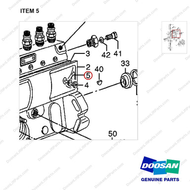 029340-6020 INJECTION PUMP - parts diagram, item 5 shown - genuine Doosan / Bobcat forklift part
