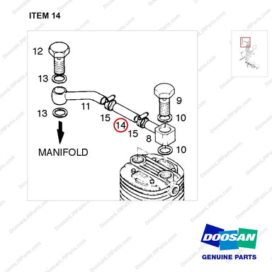 04.27405-0906A AIR COMPRESSOR - parts diagram, item 14 shown - genuine Doosan / Bobcat forklift part