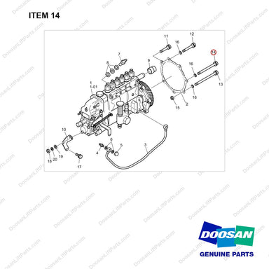 06.01013-9137 INJECTION PUMP & PUMP MOUNTING - full parts diagram, item 14 marked - genuine Doosan / Bobcat forklift part