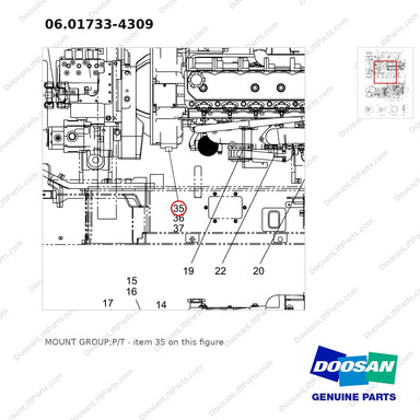 06.01733-4309 MOUNT GROUP;P/T - parts diagram, item 35 shown - genuine Doosan / Bobcat forklift part