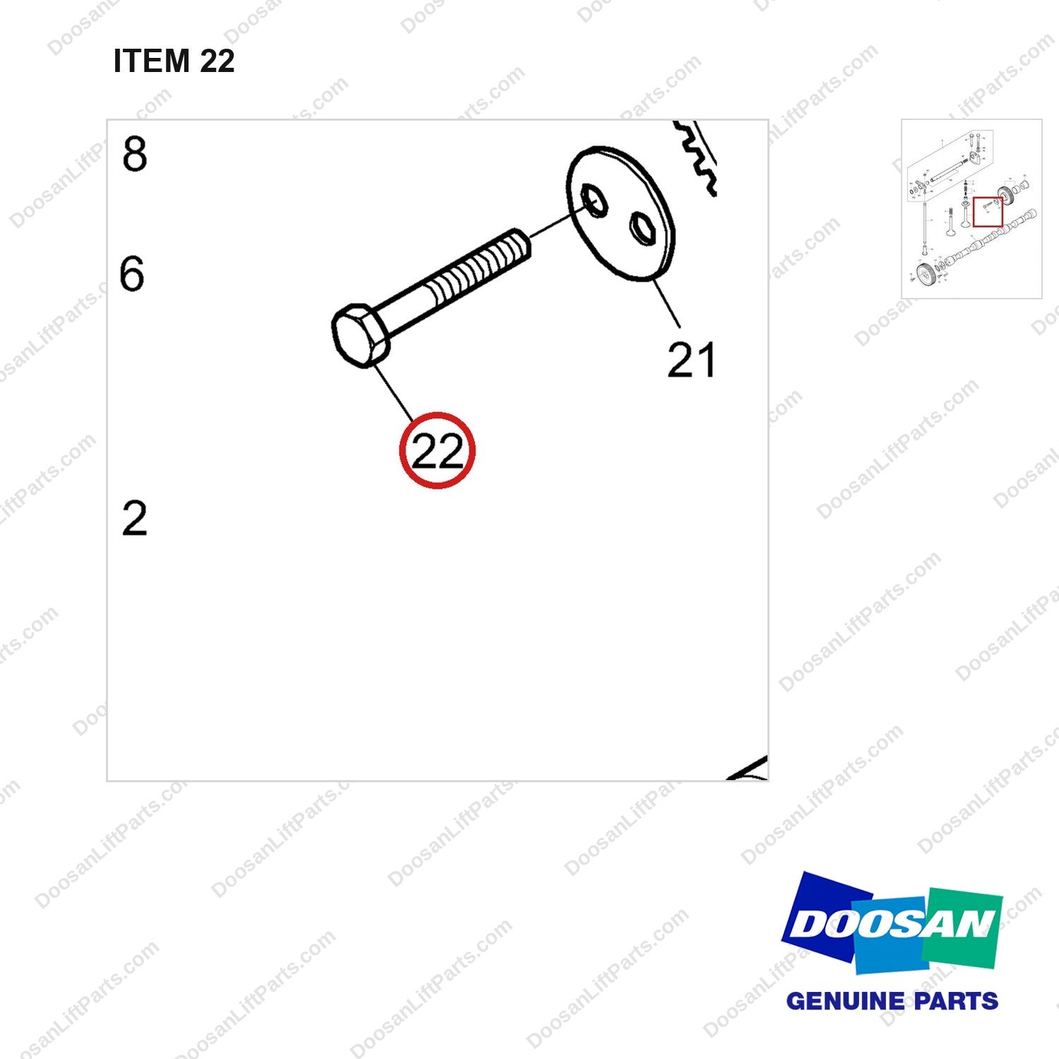 06.01914-3126 TIMING SYSTEM - parts diagram, item 22 shown - genuine Doosan / Bobcat forklift part