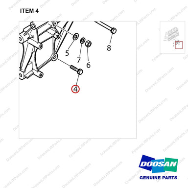 06.01914-3320 ALTERNATOR MOUNTING - parts diagram, item 4 shown - genuine Doosan / Bobcat forklift part