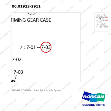 06.01923-2911 ENGINE CONTROL - parts diagram, item 7-03 shown - genuine Doosan / Bobcat forklift part