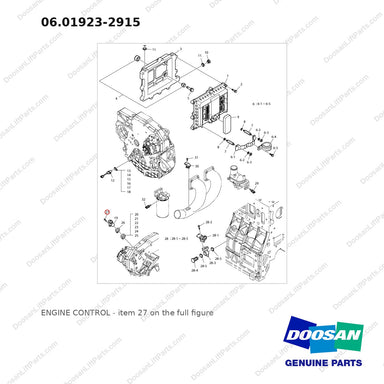 06.01923-2915 ENGINE CONTROL - full parts diagram, item 27 marked - genuine Doosan / Bobcat forklift part