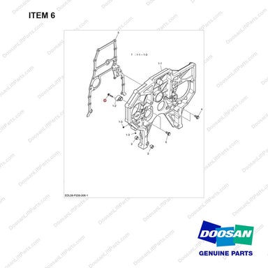06.01923-2918 TIMING GEAR CASE - full parts diagram, item 6 marked - genuine Doosan / Bobcat forklift part