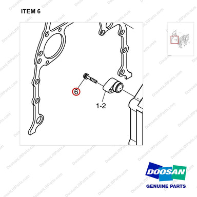 06.01923-2918 TIMING GEAR CASE - parts diagram, item 6 shown - genuine Doosan / Bobcat forklift part