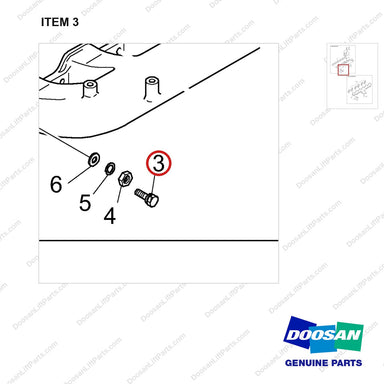 06.01923-3115 INTAKE & EXHAUST MANIFOLD - parts diagram, item 3 shown - genuine Doosan / Bobcat forklift part
