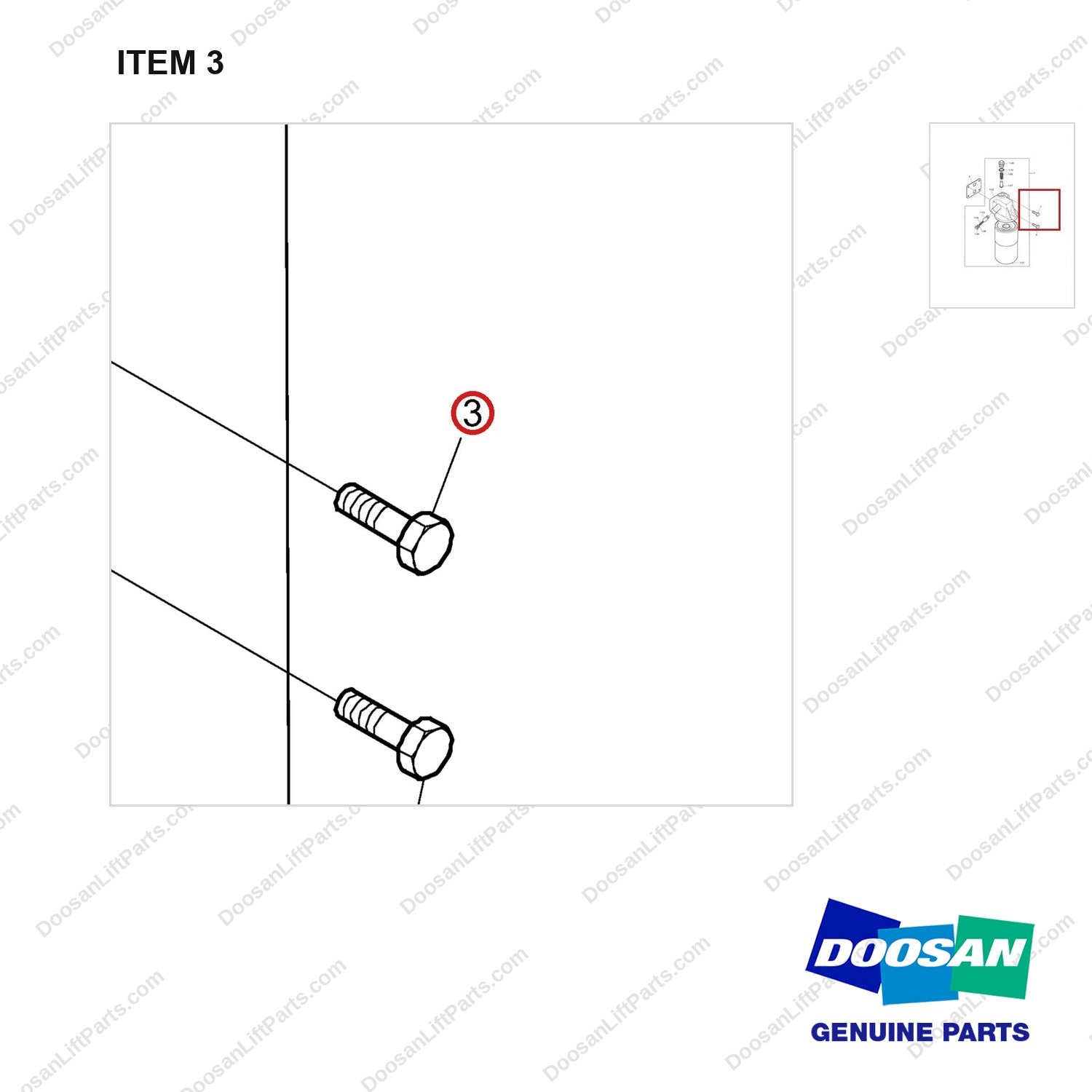 06.01923-3122 Oil Filter - parts diagram, item 3 shown - genuine Doosan / Bobcat forklift part