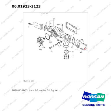 06.01923-3123 THERMOSTAT - full parts diagram, item 5-3 marked - genuine Doosan / Bobcat forklift part