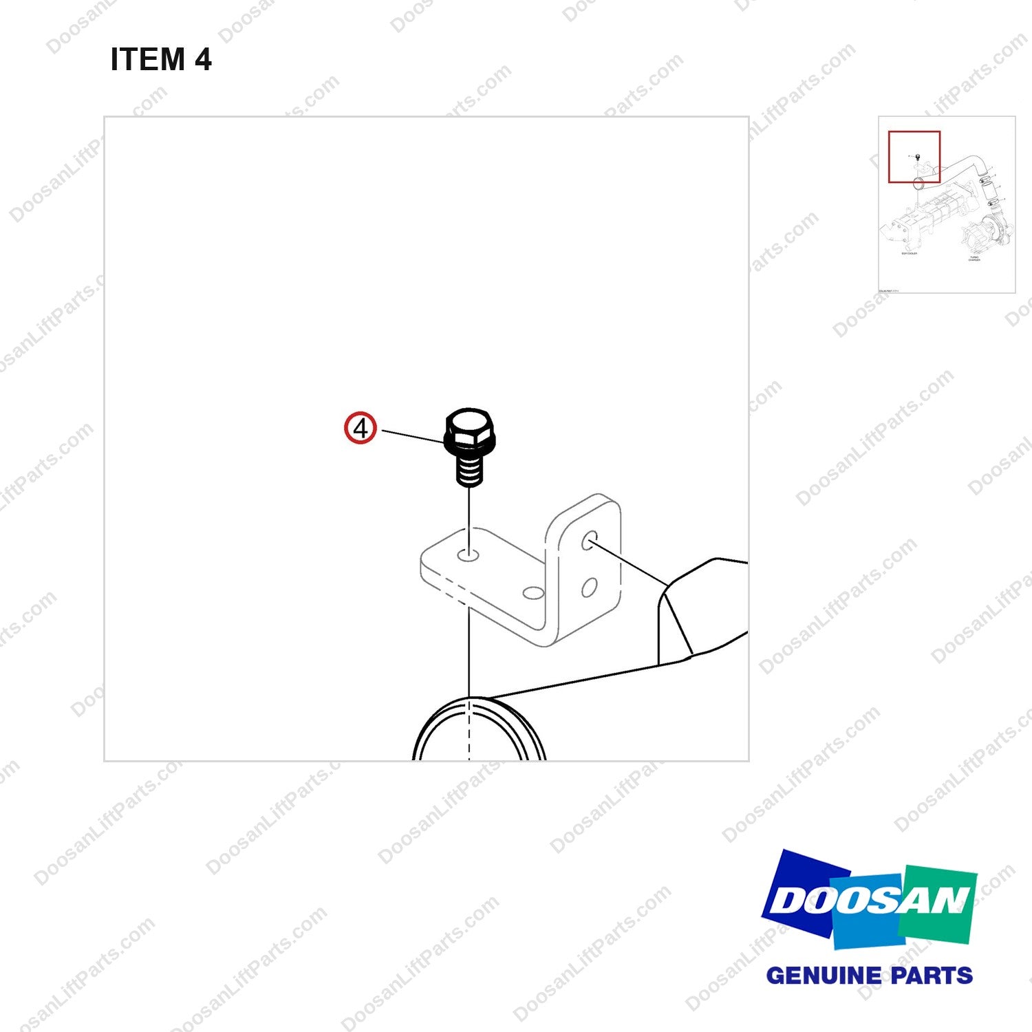 06.01923-3215 INTAKE STAKE - parts diagram, item 4 shown - genuine Doosan / Bobcat forklift part