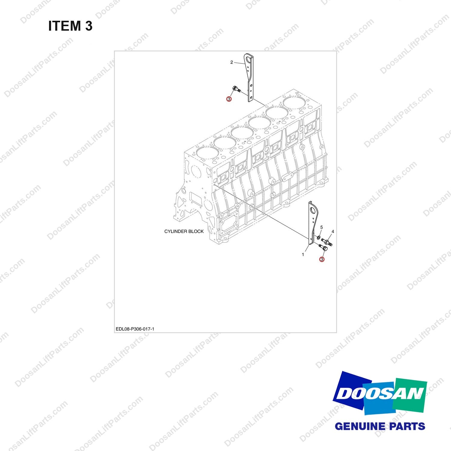 06.01943-3317 ENGINE LIFTING - full parts diagram, item 3 marked - genuine Doosan / Bobcat forklift part