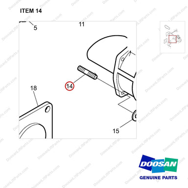 06.06225-0808 ELECTRIC PARTS & TACHOMETER DRIVE - parts diagram, item 14 shown - genuine Doosan / Bobcat forklift part