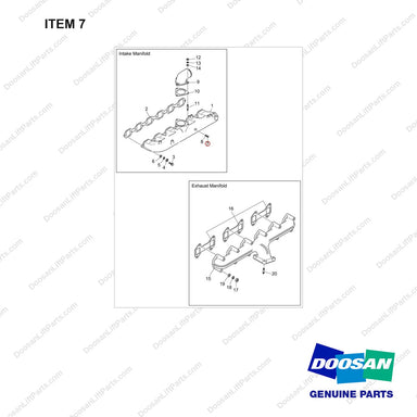 06.08092-2402 INTAKE & EXHAUST MANIFOLD - full parts diagram, item 7 marked - genuine Doosan / Bobcat forklift part