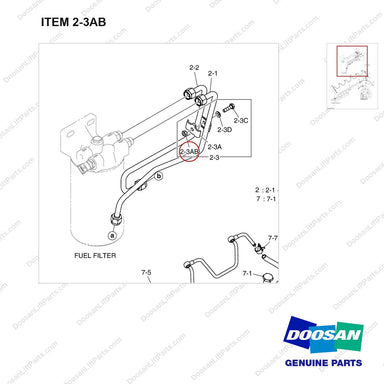 06.11063-8212 FUEL LINE - parts diagram, item 2-3AB shown - genuine Doosan / Bobcat forklift part