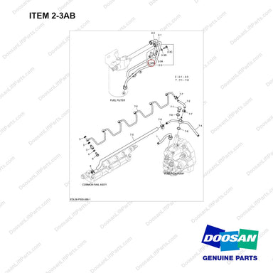06.11063-8212 FUEL LINE - full parts diagram, item 2-3AB marked - genuine Doosan / Bobcat forklift part
