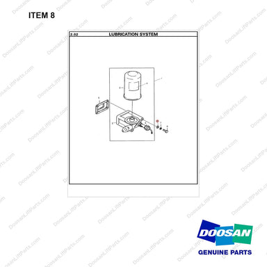 06.15030-0514 OIL FILTER - full parts diagram, item 8 marked - genuine Doosan / Bobcat forklift part