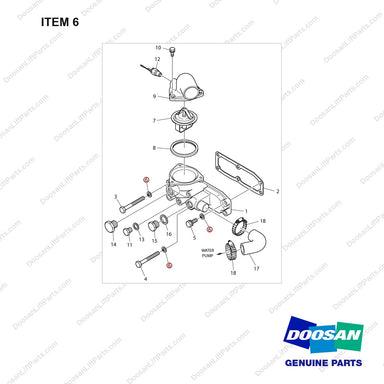 06.16044-0211 Thermostat - full parts diagram, item 6 marked - genuine Doosan / Bobcat forklift part