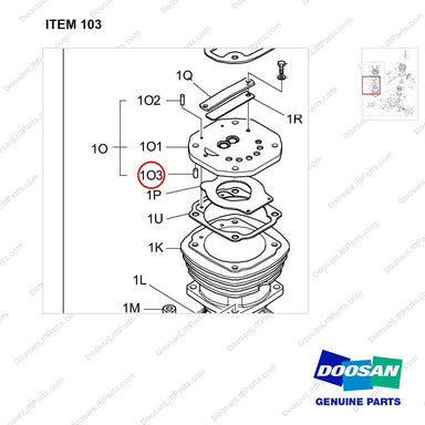 06.22022-0405 AIR COMPRESSOR - parts diagram, item 103 shown - genuine Doosan / Bobcat forklift part