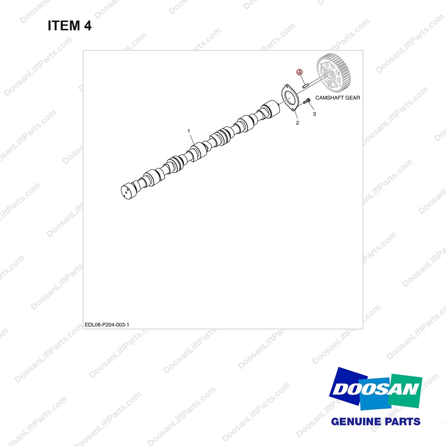 06.22022-1016 CAMSHAFT - full parts diagram, item 4 marked - genuine Doosan / Bobcat forklift part