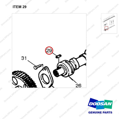 06.29151-4608 VALVE MECHANISM - parts diagram, item 29 shown - genuine Doosan / Bobcat forklift part