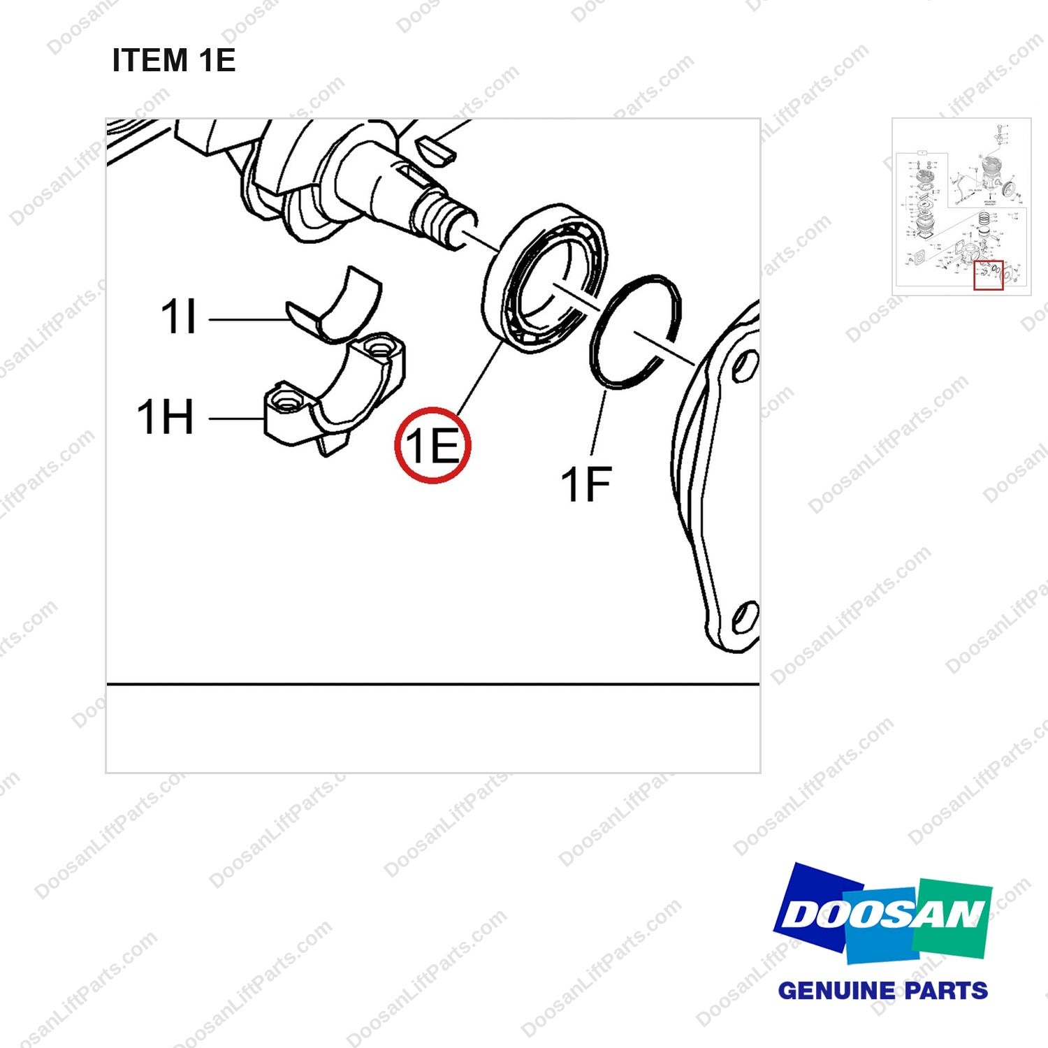 06.31440-0313 AIR COMPRESSOR - parts diagram, item 1E shown - genuine Doosan / Bobcat forklift part