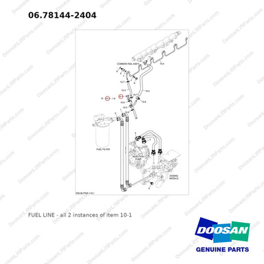 06.78144-2404 FUEL LINE - full parts diagram, item 10-1 marked - genuine Doosan / Bobcat forklift part