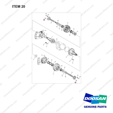 0636-010-460 AXLE GP-DRIVE - full parts diagram, item 20 marked - genuine Doosan / Bobcat forklift part