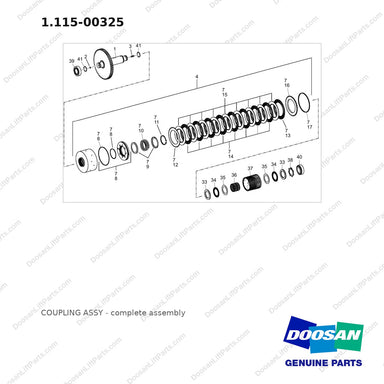 1.115-00325 COUPLING ASSY - full parts diagram - genuine Doosan / Bobcat forklift part