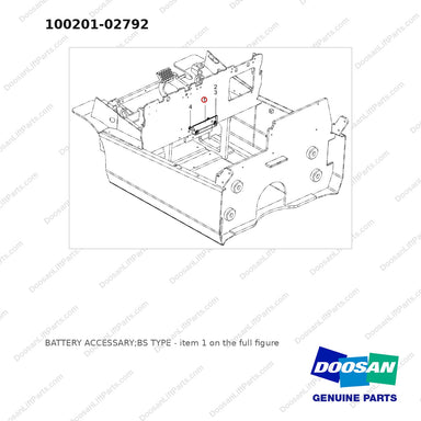 100201-02792 BATTERY ACCESSARY;BS TYPE - full parts diagram, item 1 marked - genuine Doosan / Bobcat forklift part