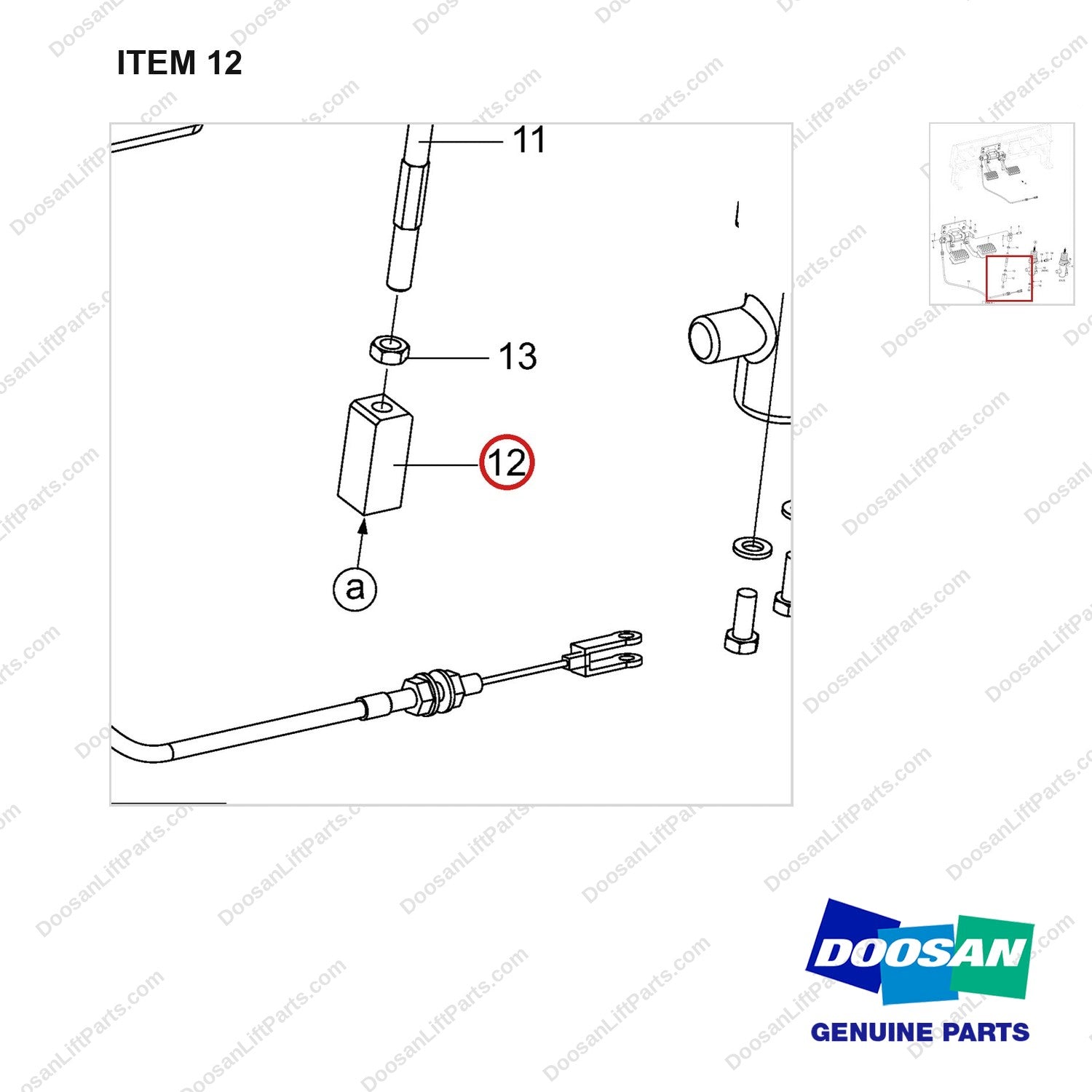 100201-03955 PEDAL GROUP - parts diagram, item 12 shown - genuine Doosan / Bobcat forklift part