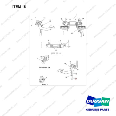 100201-04120 BRAKE ASSY - full parts diagram, item 16 marked - genuine Doosan / Bobcat forklift part