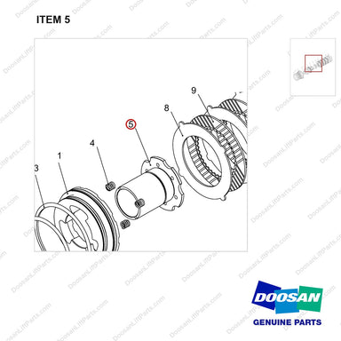 100201-04157 BRAKE ASSY;SUB - parts diagram, item 5 shown - genuine Doosan / Bobcat forklift part