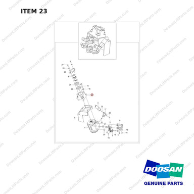 100201-04273 CHASSIS HANDLE ASSY - full parts diagram, item 23 marked - genuine Doosan / Bobcat forklift part