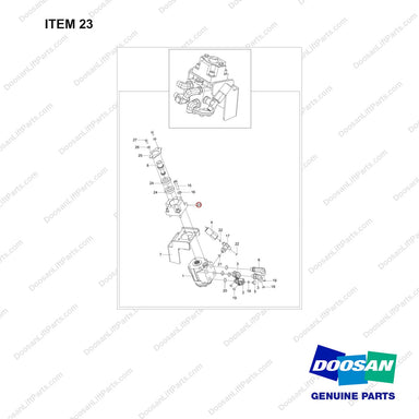 100201-04410 HANDLE ASSY - full parts diagram, item 23 marked - genuine Doosan / Bobcat forklift part