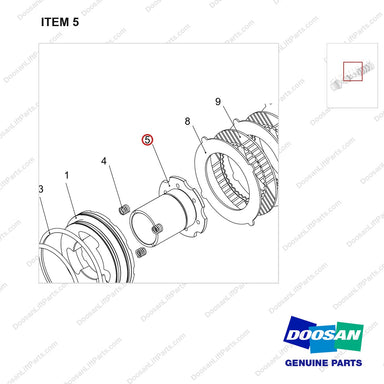 100201-04793 ADJUSTER ASSY;BRAKE PISTON - parts diagram, item 5 shown - genuine Doosan / Bobcat forklift part