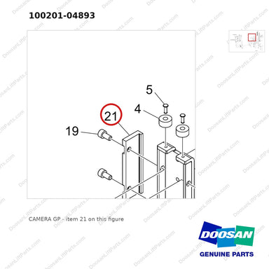 100201-04893 CAMERA GP - parts diagram, item 21 shown - genuine Doosan / Bobcat forklift part