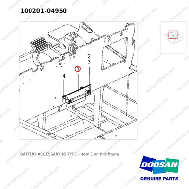100201-04950 BATTERY ACCESSARY;BS TYPE - parts diagram, item 1 shown - genuine Doosan / Bobcat forklift part