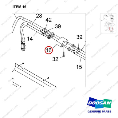100201-05021 CONDITIONER ASSY,AIR;D160S-9 - parts diagram, item 16 shown - genuine Doosan / Bobcat forklift part