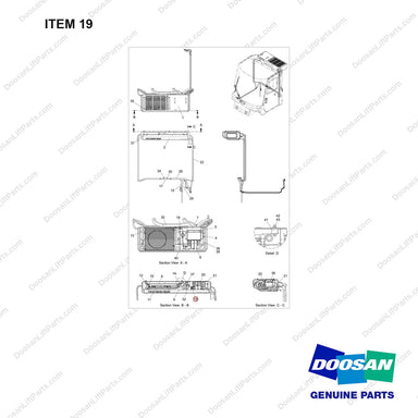 100201-05022 CONDITIONER ASSY,AIR;D160S-9 - full parts diagram, item 19 marked - genuine Doosan / Bobcat forklift part