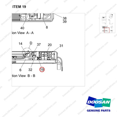 100201-05022 CONDITIONER ASSY,AIR;D160S-9 - parts diagram, item 19 shown - genuine Doosan / Bobcat forklift part