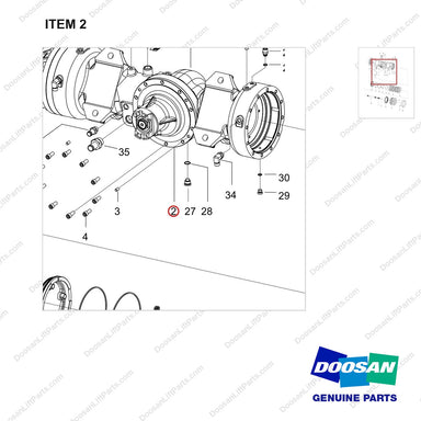 100502-00392 AXLE ASSY,DRIVE;MD40A - parts diagram, item 2 shown - genuine Doosan / Bobcat forklift part