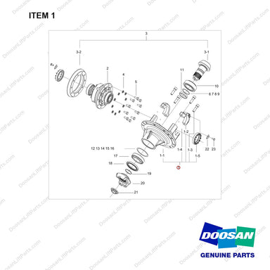 100502-00393 CARRIER ASSY - full parts diagram, item 1 marked - genuine Doosan / Bobcat forklift part