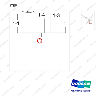 100502-00393 CARRIER ASSY - parts diagram, item 1 shown - genuine Doosan / Bobcat forklift part