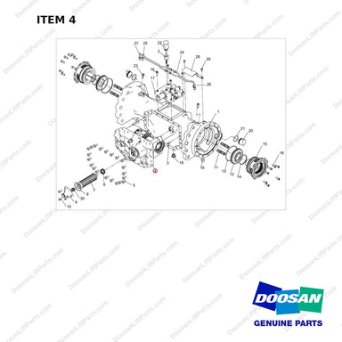 100502-00429 HOUSING ASSY,AXLE;SUB - full parts diagram, item 4 marked - genuine Doosan / Bobcat forklift part