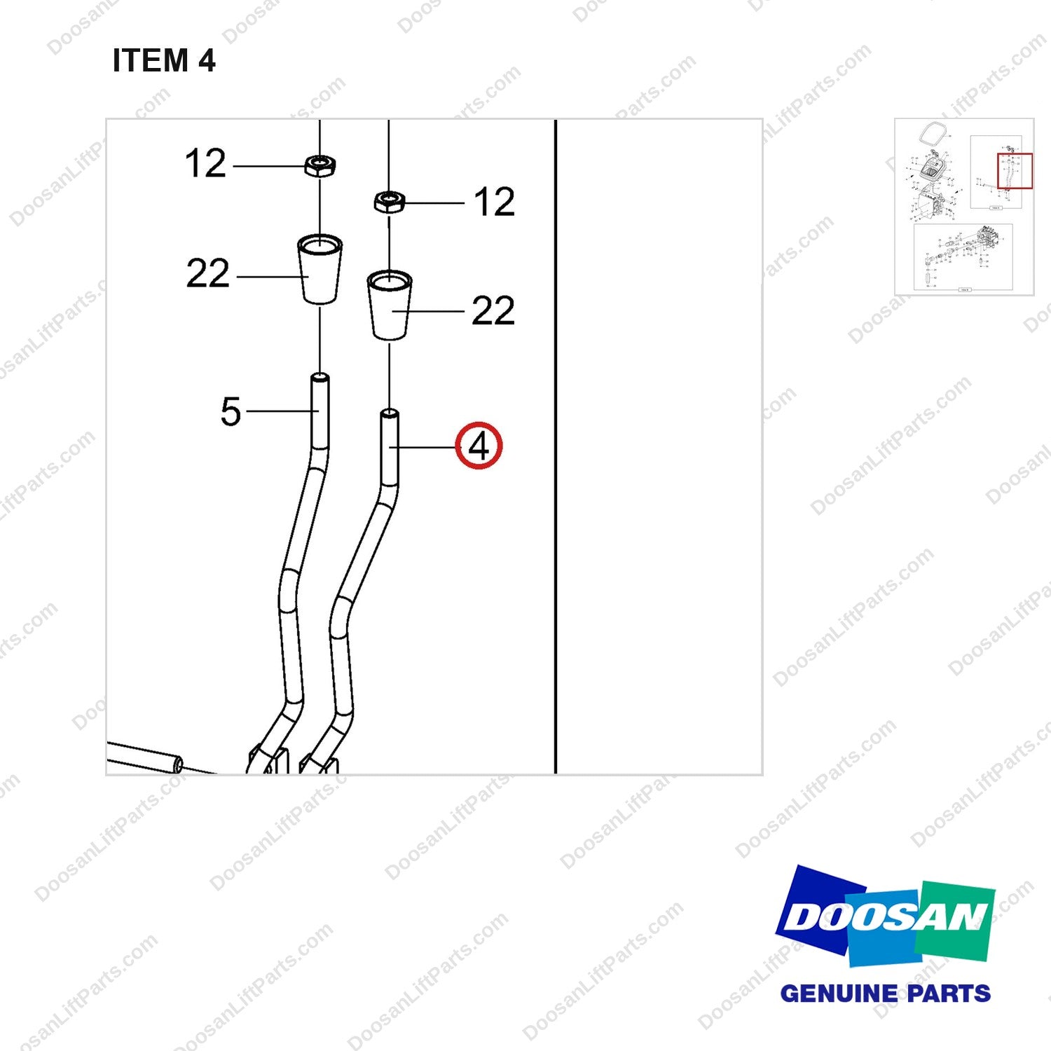 101101-00599 VALVE,CONTROL;3SEC,2LEVER,GC45 - parts diagram, item 4 shown - genuine Doosan / Bobcat forklift part