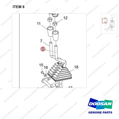 101101-00808 VALVE ARRANGEMENT;D40S 2/2, KAYABA - parts diagram, item 8 shown - genuine Doosan / Bobcat forklift part