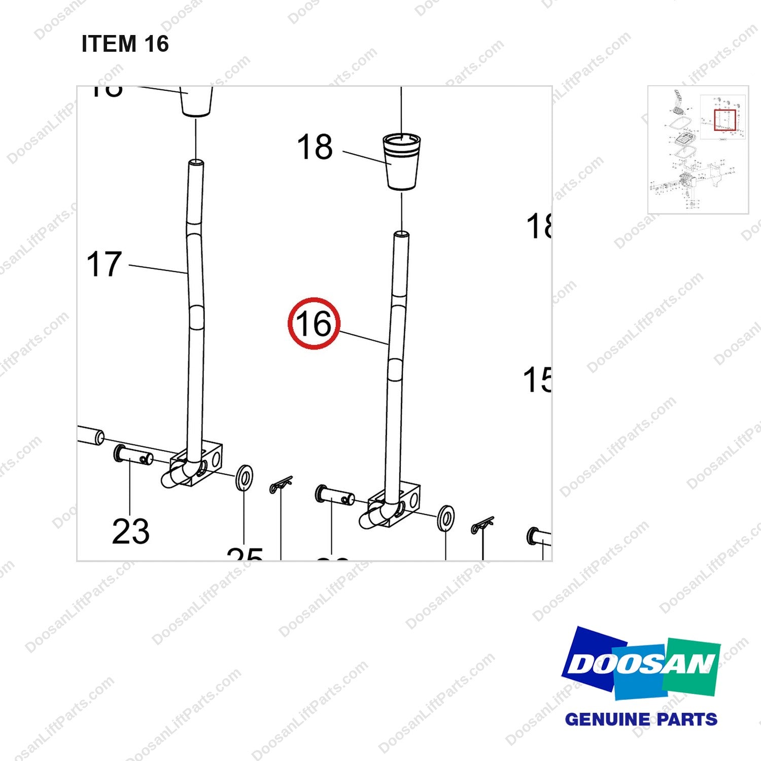 101101-00950 VALVE ASSY,CONTROL;4SEC/3LEV - parts diagram, item 16 shown - genuine Doosan / Bobcat forklift part