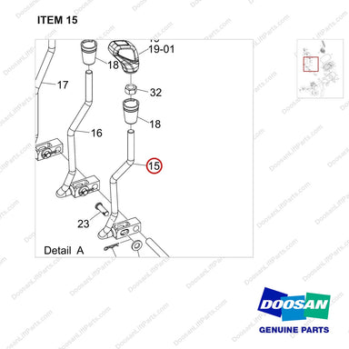 101101-00990 VALVE GROUP,CONTROL;3 SECTION,3 LEVER - parts diagram, item 15 shown - genuine Doosan / Bobcat forklift part
