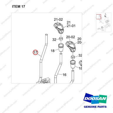 101101-00993 VALVE GROUP,CONTROL;4 SECTION,4 LEVER - parts diagram, item 17 shown - genuine Doosan / Bobcat forklift part