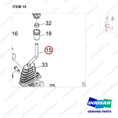 101101-01045 VALVE GROUP,CONTROL;3 SECTION,3 LEVER (F/S) - parts diagram, item 15 shown - genuine Doosan / Bobcat forklift part